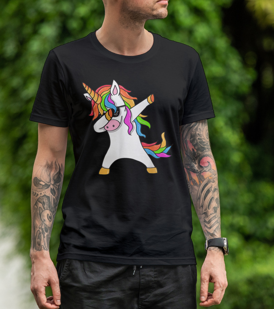 Dabbing Unicorn Rainbow Hair Dab Pose T-Shirt