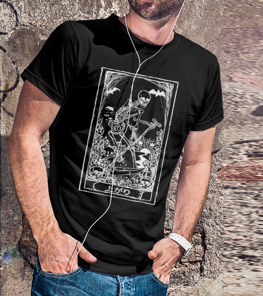 Death Tarot Skeleton Reaper Nu Goth Punk Japa Horror Bats Skulls T-Shirt
