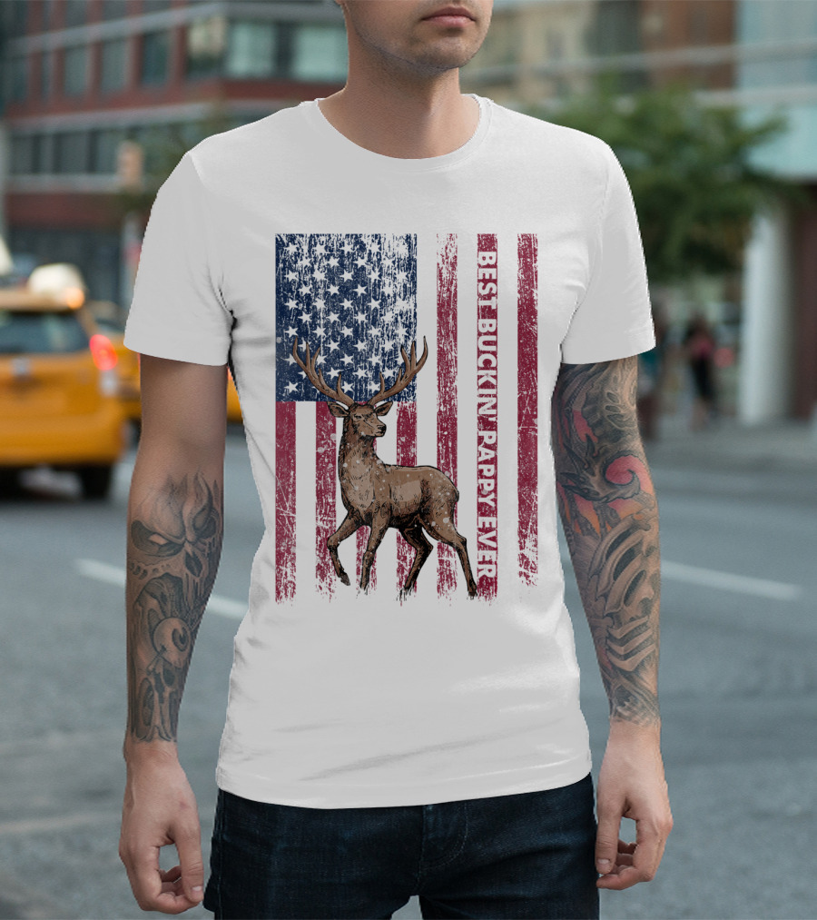 Best Buckin' Pappy Ever US Flag Deer Hunting T-Shirt