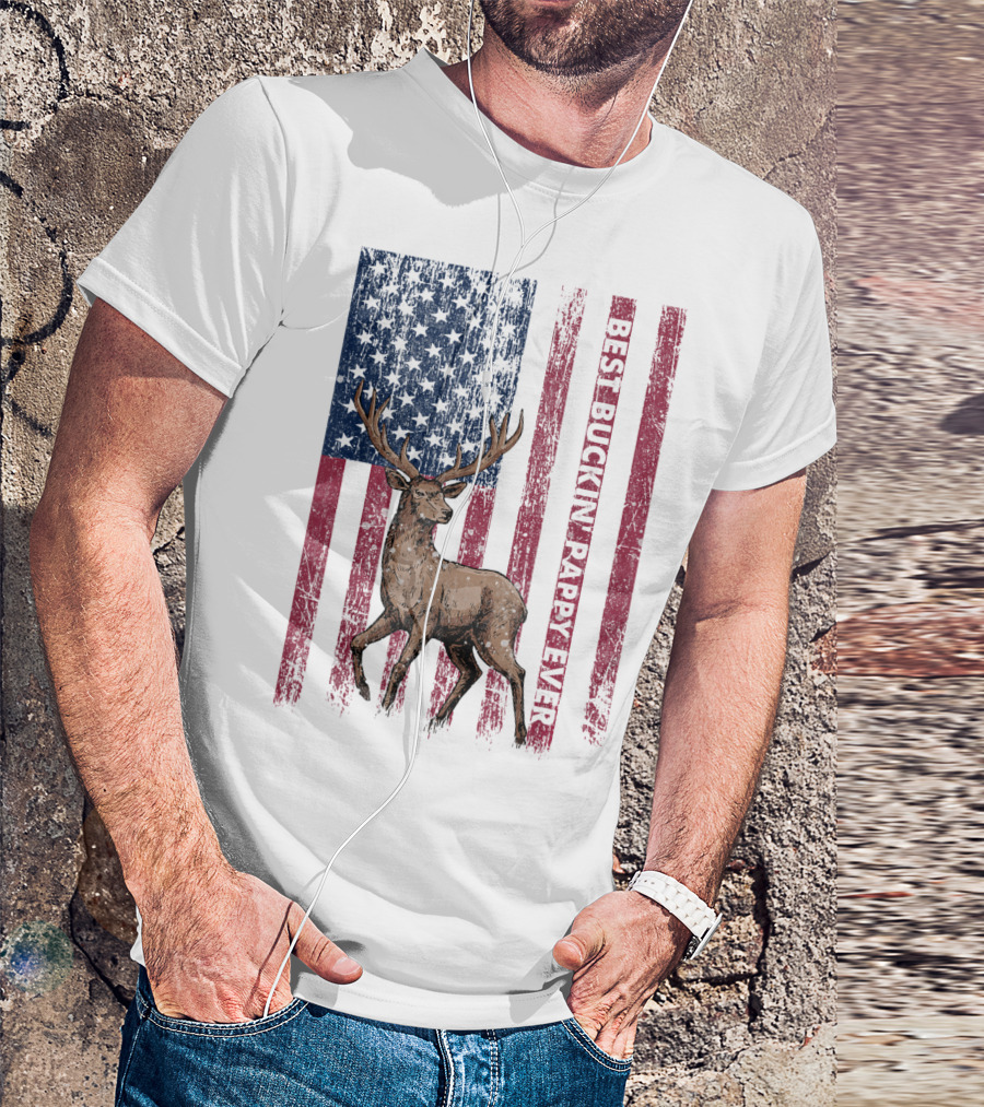 Best Buckin' Pappy Ever US Flag Deer Hunting T-Shirt