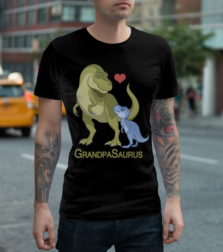 GrandpaSaurus Rex Grandpa Baby Dinosaur With Heart T-Shirt