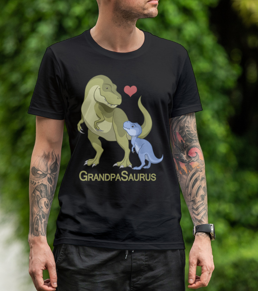 GrandpaSaurus Rex Grandpa Baby Dinosaur With Heart T-Shirt
