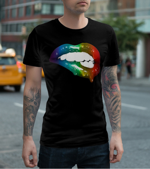 Rainbow Lips Cute Artful Makeup Addicts Lipstick Fashion Trends T-Shirt