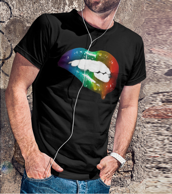 Rainbow Lips Cute Artful Makeup Addicts Lipstick Fashion Trends T-Shirt