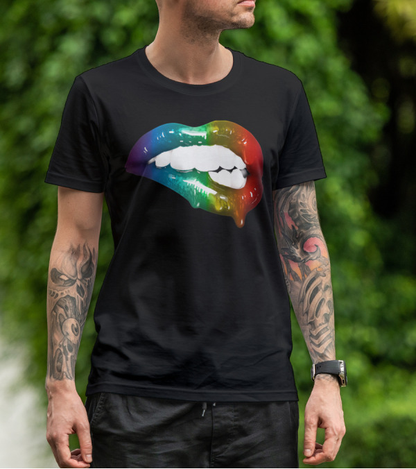 Rainbow Lips Cute Artful Makeup Addicts Lipstick Fashion Trends T-Shirt