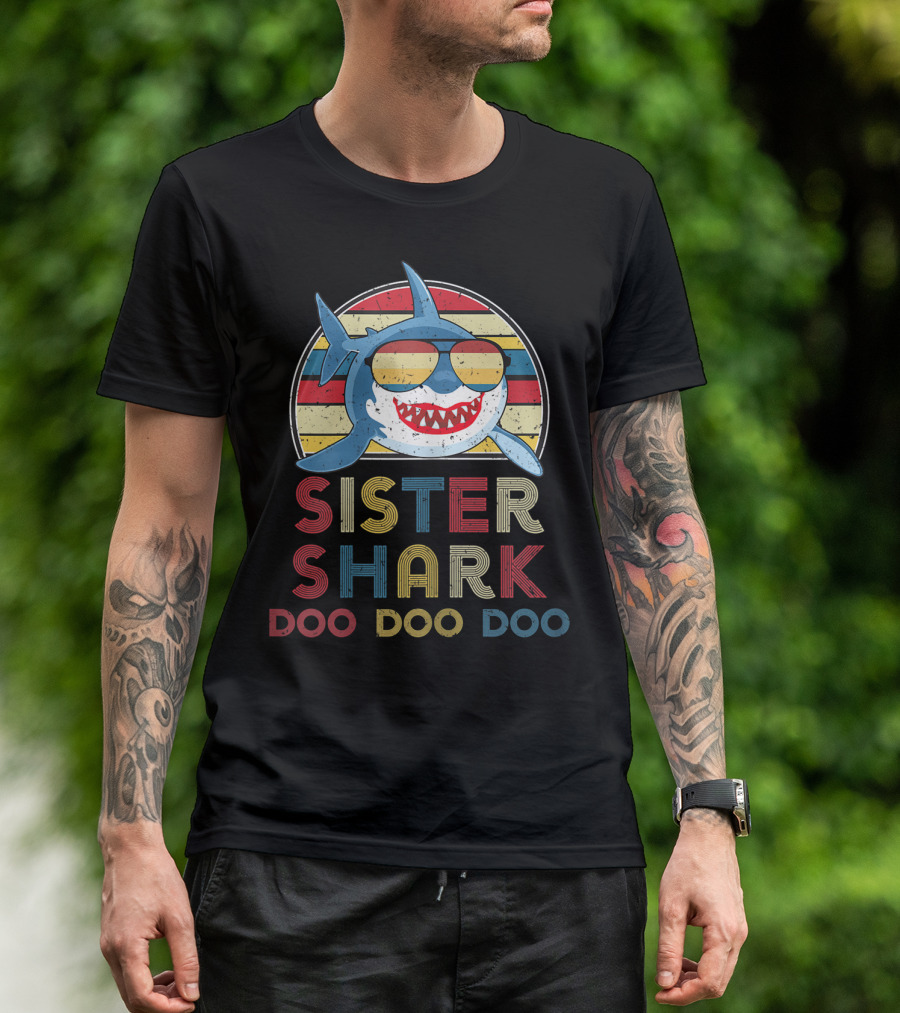 Sister Shark Doo Doo Doo Retro Vintage T-Shirt