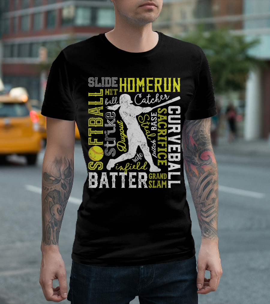 Softball Batter Pitch Homerun Curveball Slide Catcher Strike Grand Slam T-Shirt