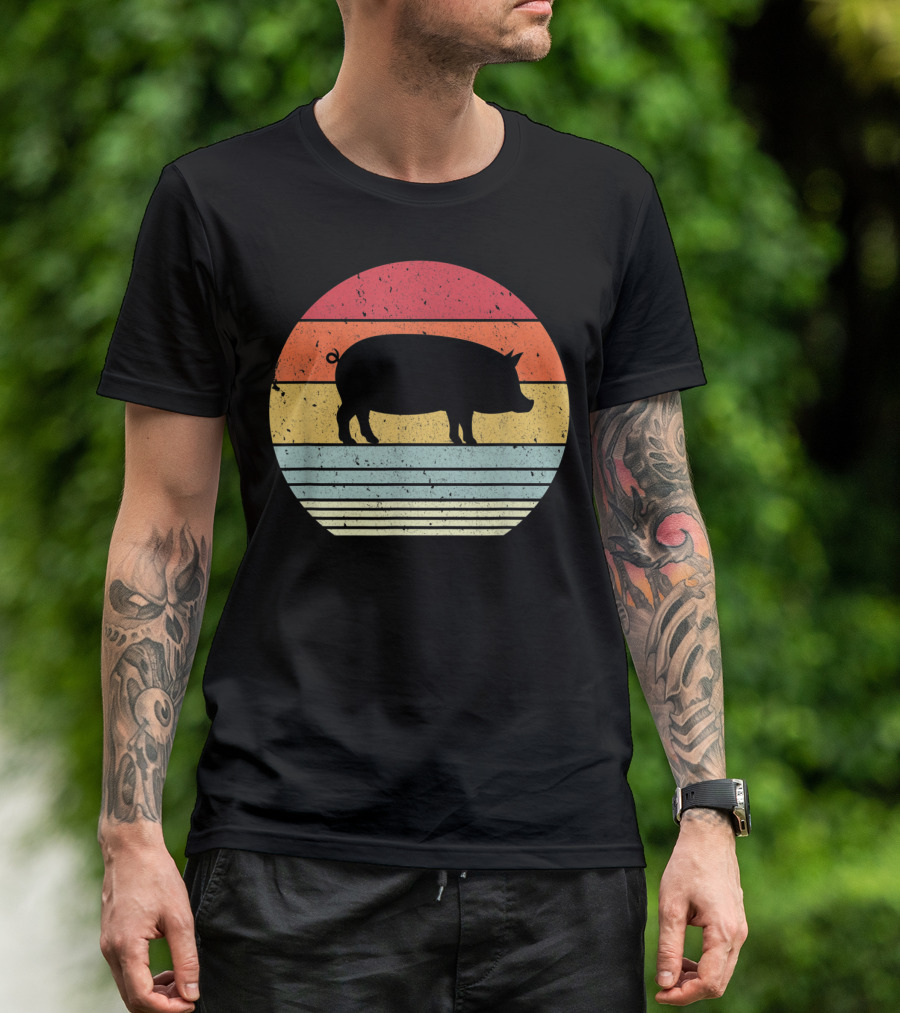 Vintage Retro Pig Style Sunset T-Shirt