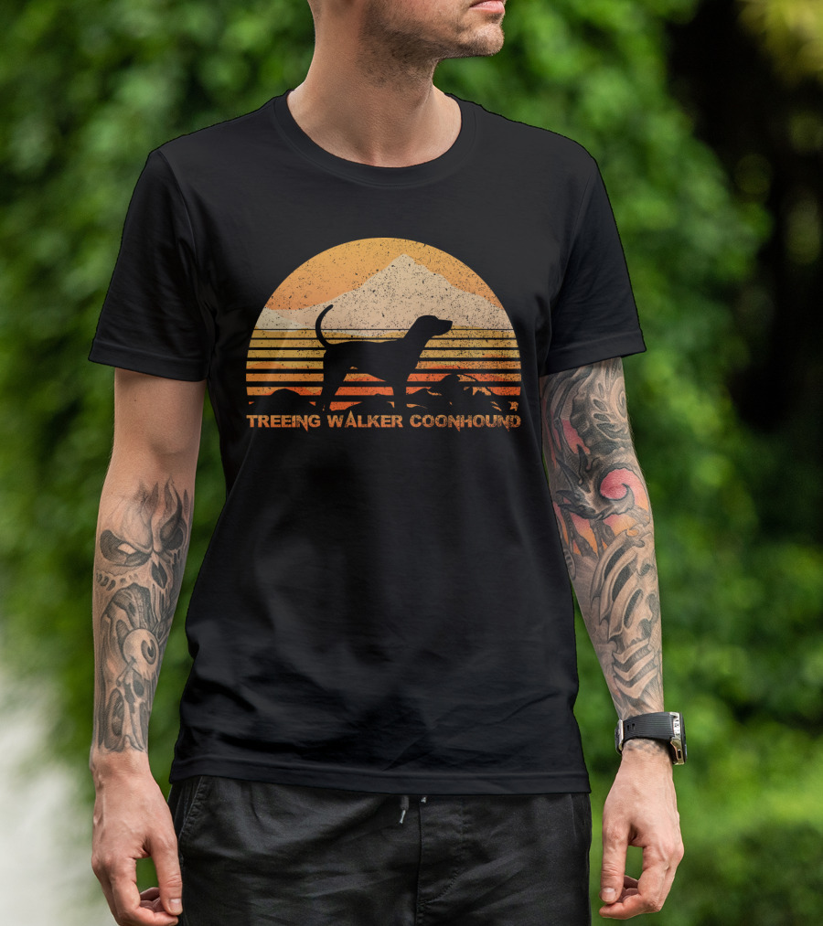 TREEING WALKER COONHOUND Retro Sunset T-Shirt