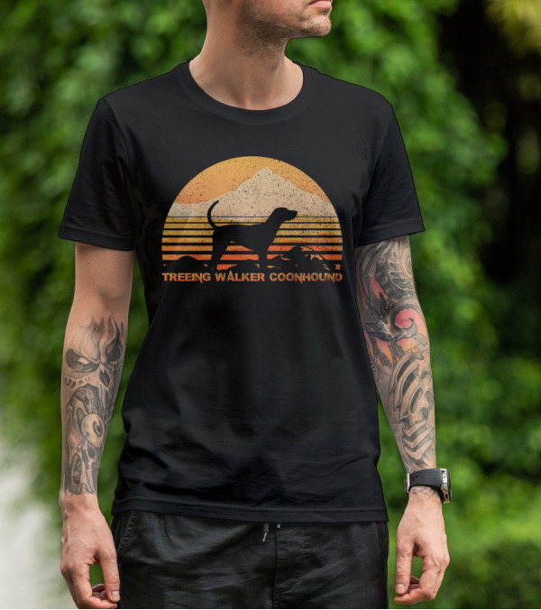 TREEING WALKER COONHOUND Retro Sunset T-Shirt