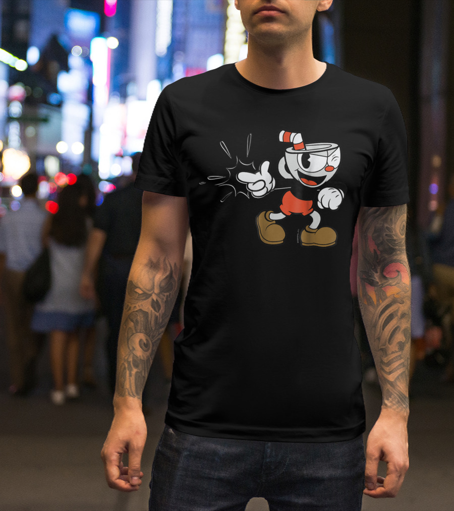 Cuphead Classic Wink Finger Snap Clap Iconic Pose T-Shirt