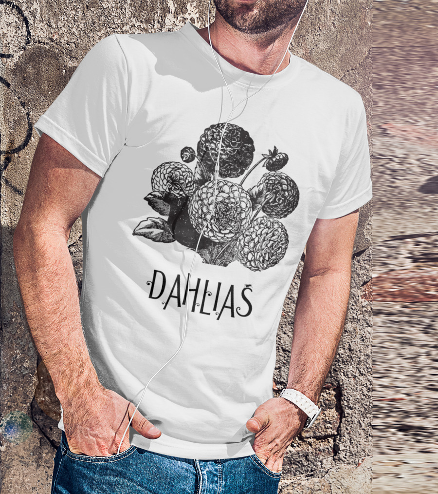 Dahlias Vintage Antique Floral Blooms T-Shirt