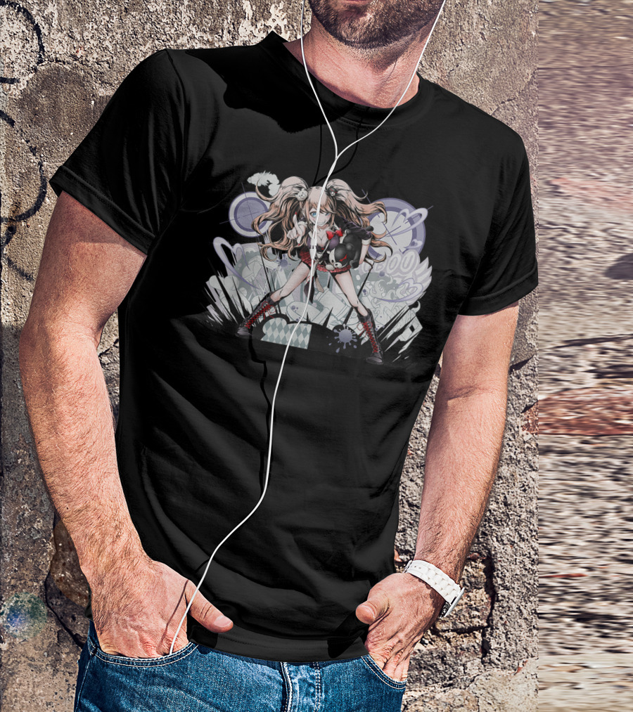 Danganronpa's Monokumas Classics Iconic Anime Character With Bear And Stylized Background T-Shirt