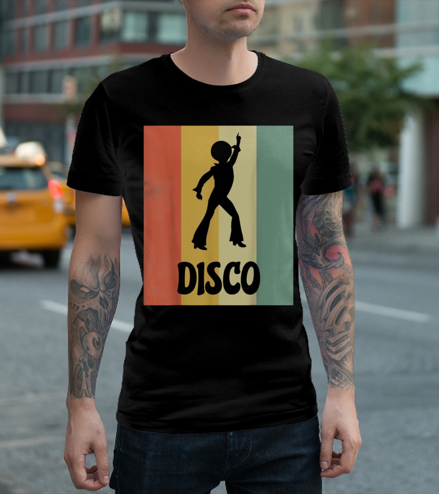 Disco Retro Funk Groove On Color Stripes T-Shirt