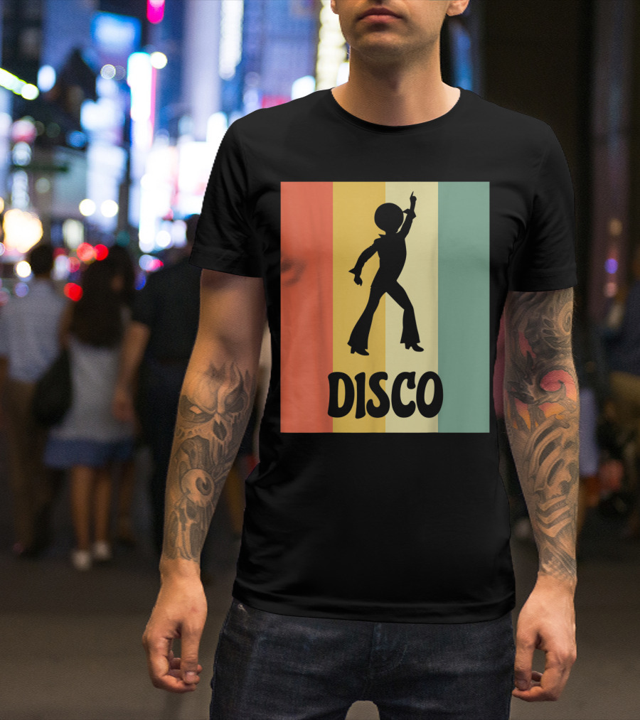 Disco Retro Funk Groove On Color Stripes T-Shirt