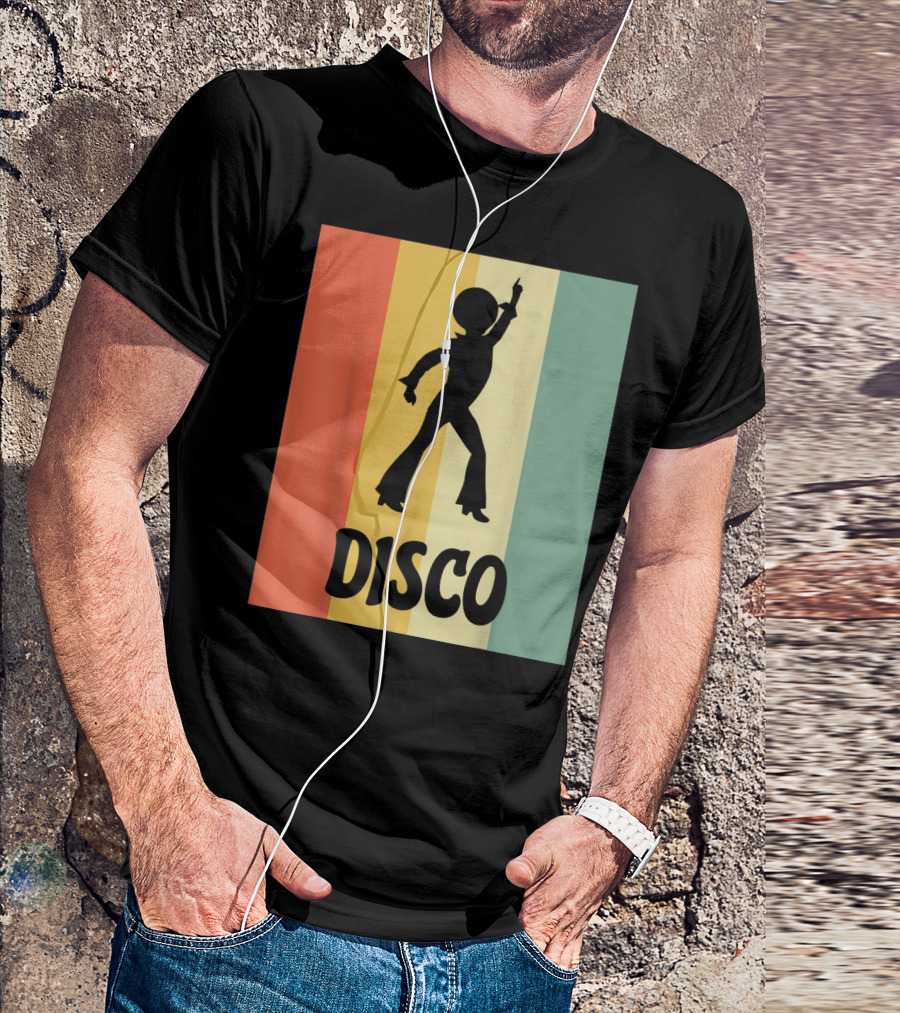 Disco Retro Funk Groove On Color Stripes T-Shirt