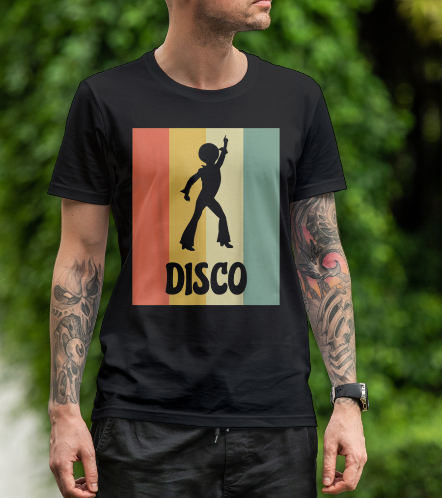 Disco Retro Funk Groove On Color Stripes T-Shirt