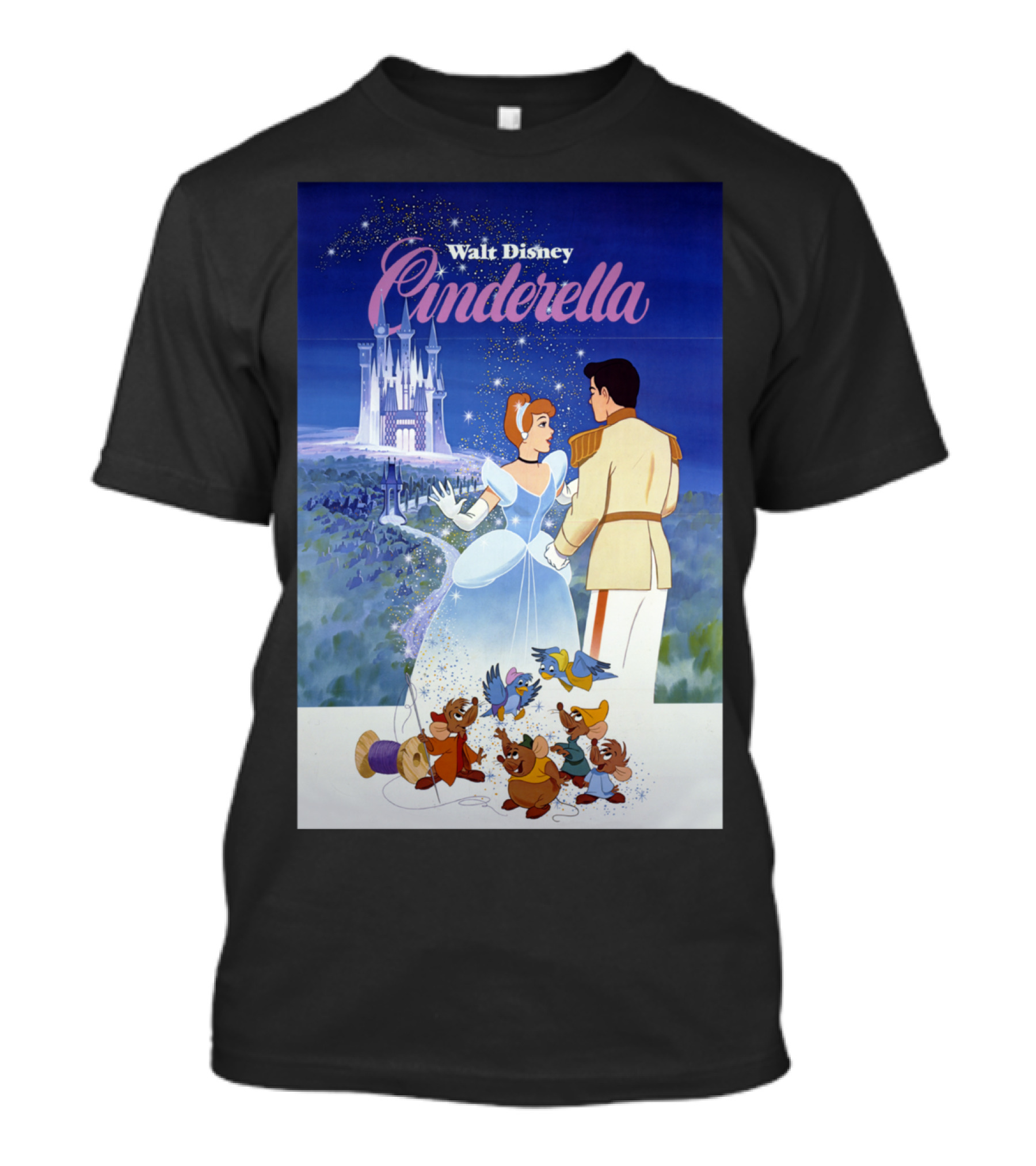 Walt Disney Cinderella Classic Vintage Movie Poster With Prince And Castle T-Shirt