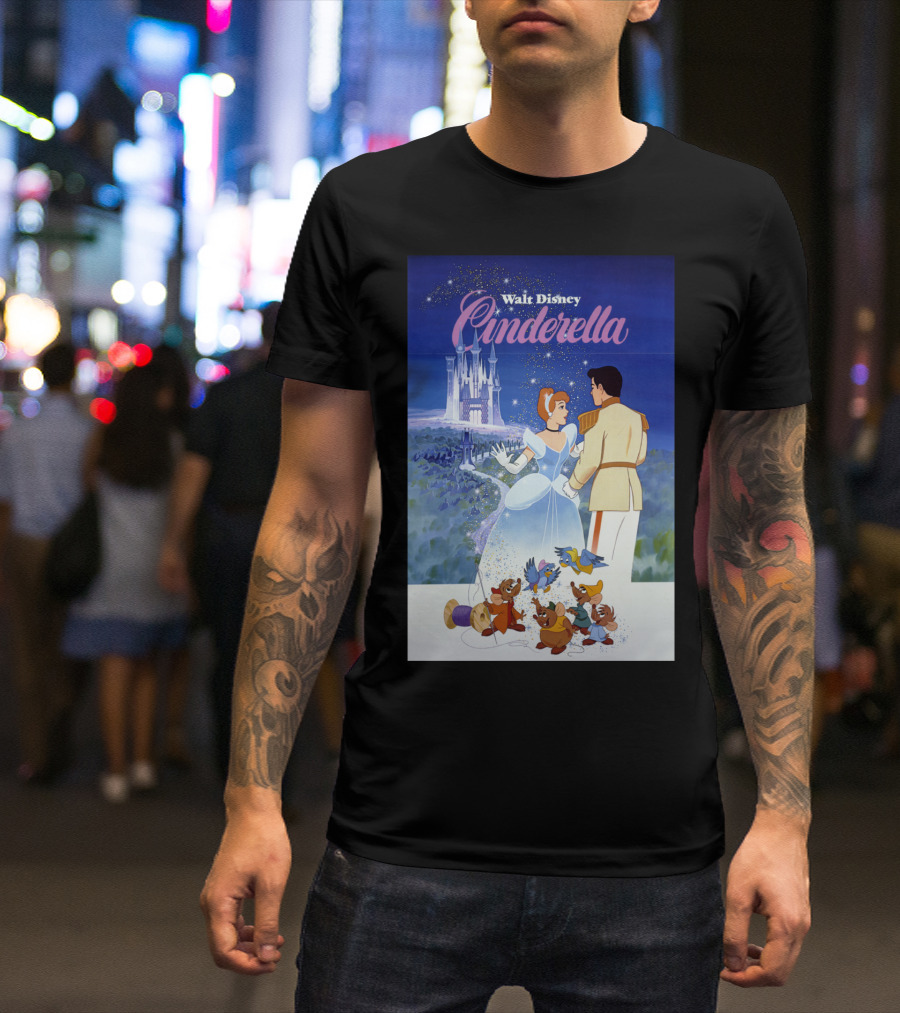Walt Disney Cinderella Classic Vintage Movie Poster With Prince And Castle T-Shirt