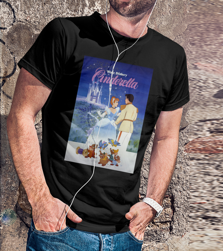 Walt Disney Cinderella Classic Vintage Movie Poster With Prince And Castle T-Shirt