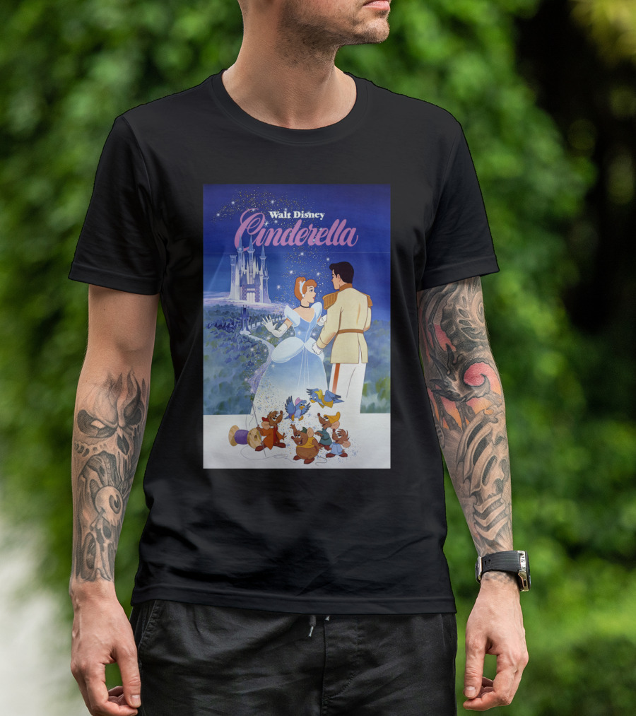 Walt Disney Cinderella Classic Vintage Movie Poster With Prince And Castle T-Shirt