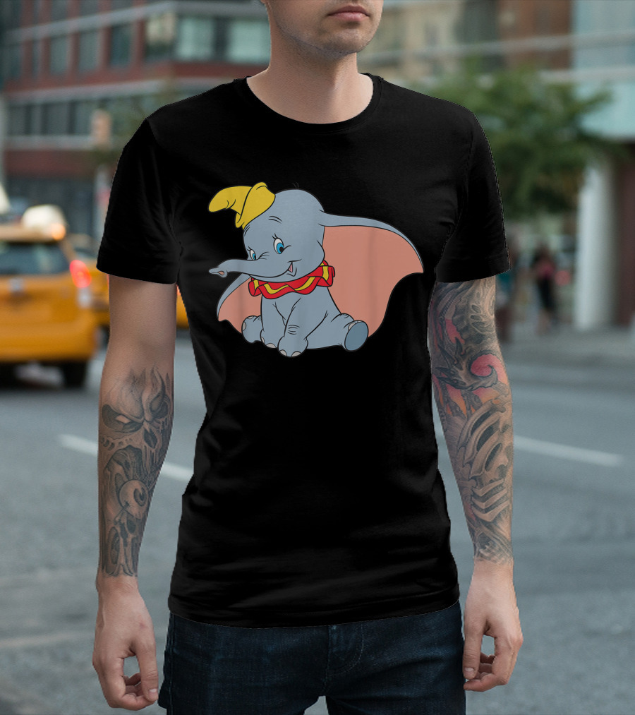 Dumbo Classic Disney Circus Elephant with Yellow Hat and Red Collar T-Shirt