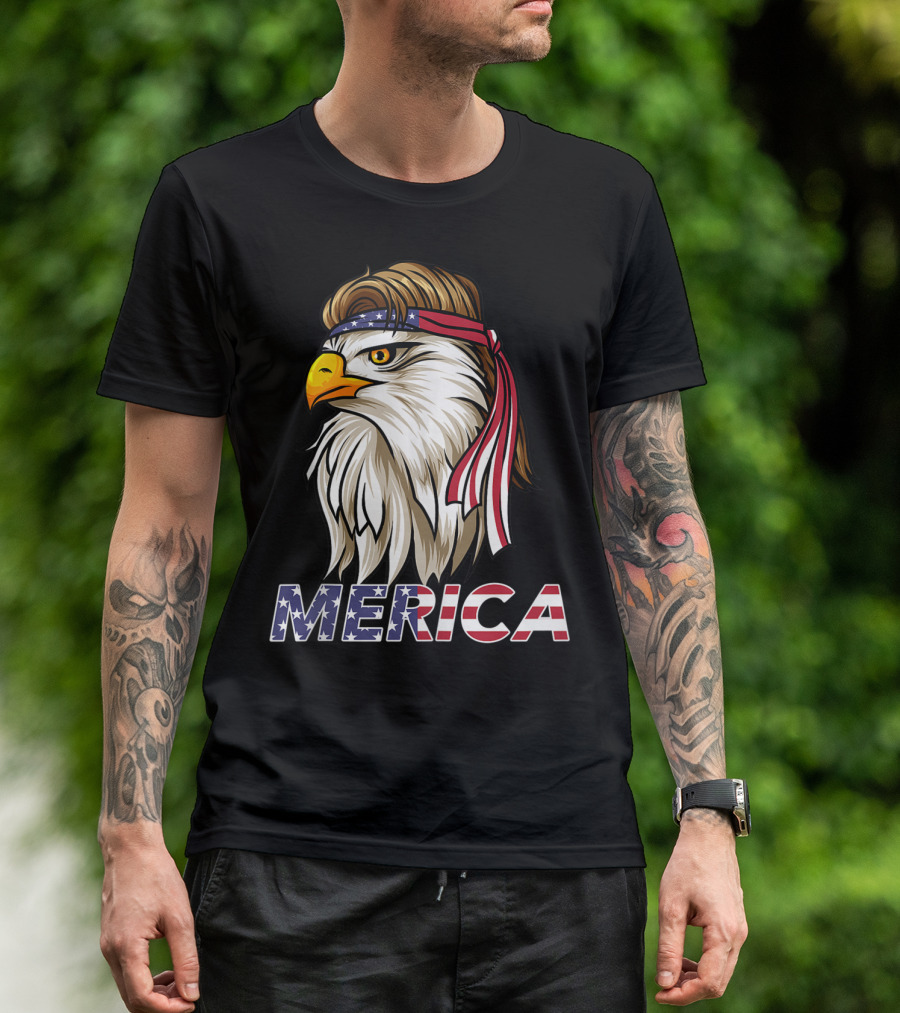 Bald Eagle Mullet Bandana Merica USA T-Shirt