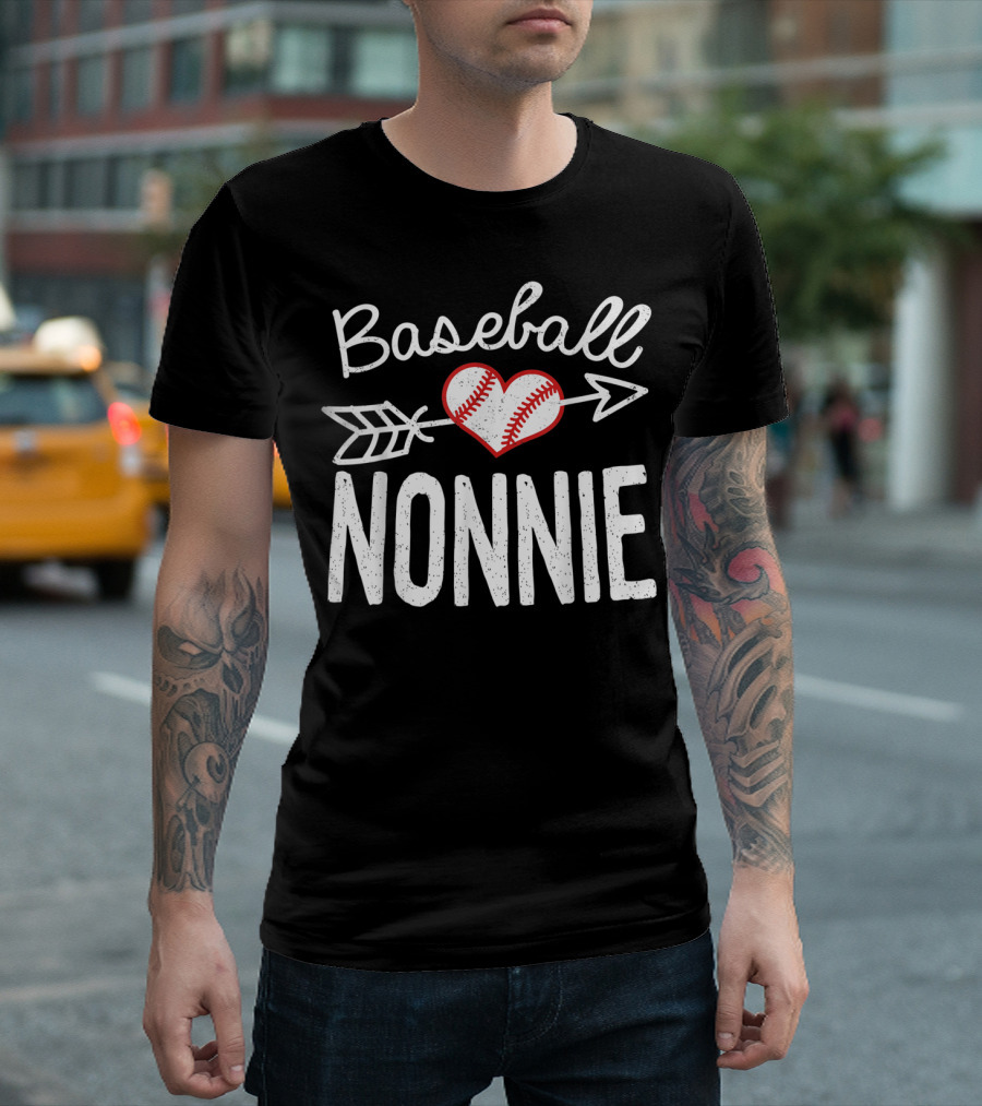 Baseball Nonnie Heart Arrow T-Shirt