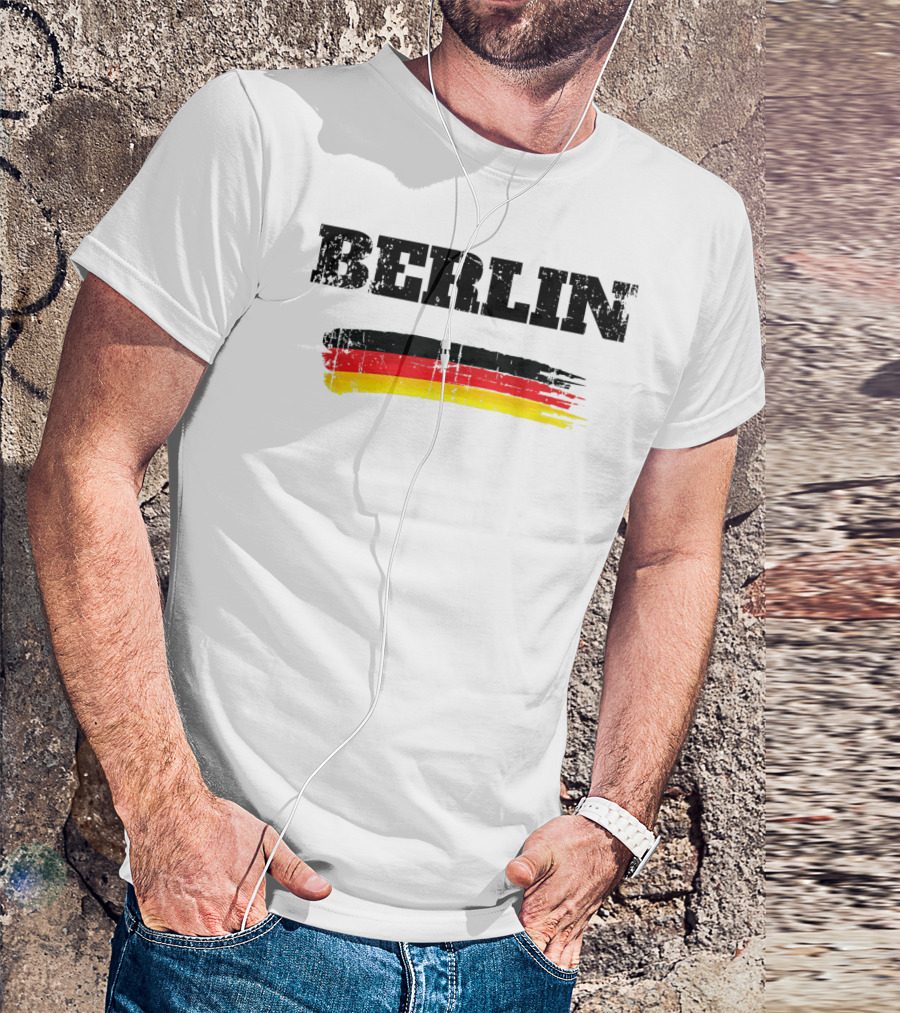 Berlin Germany Black Red Gold Flag Brushstroke T-Shirt