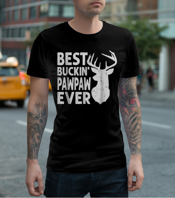 Best Buckin' Pawpaw Ever Deer Hunting Buckin' Deer Head T-Shirt