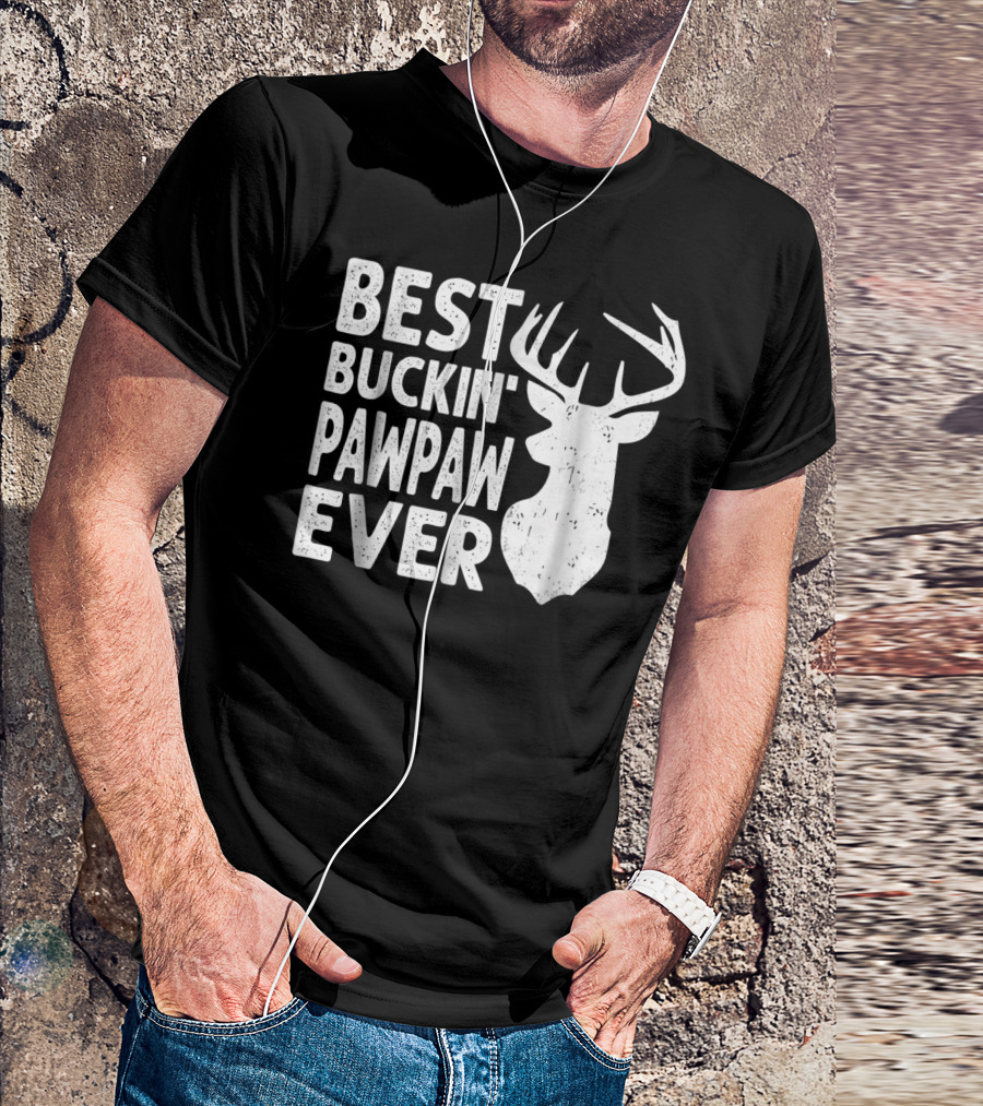 Best Buckin' Pawpaw Ever Deer Hunting Buckin' Deer Head T-Shirt
