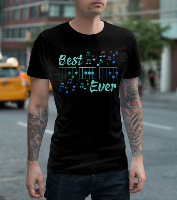 Best Dad Ever Guitar Chord Music Notes Funny Guitarist T-Shirt