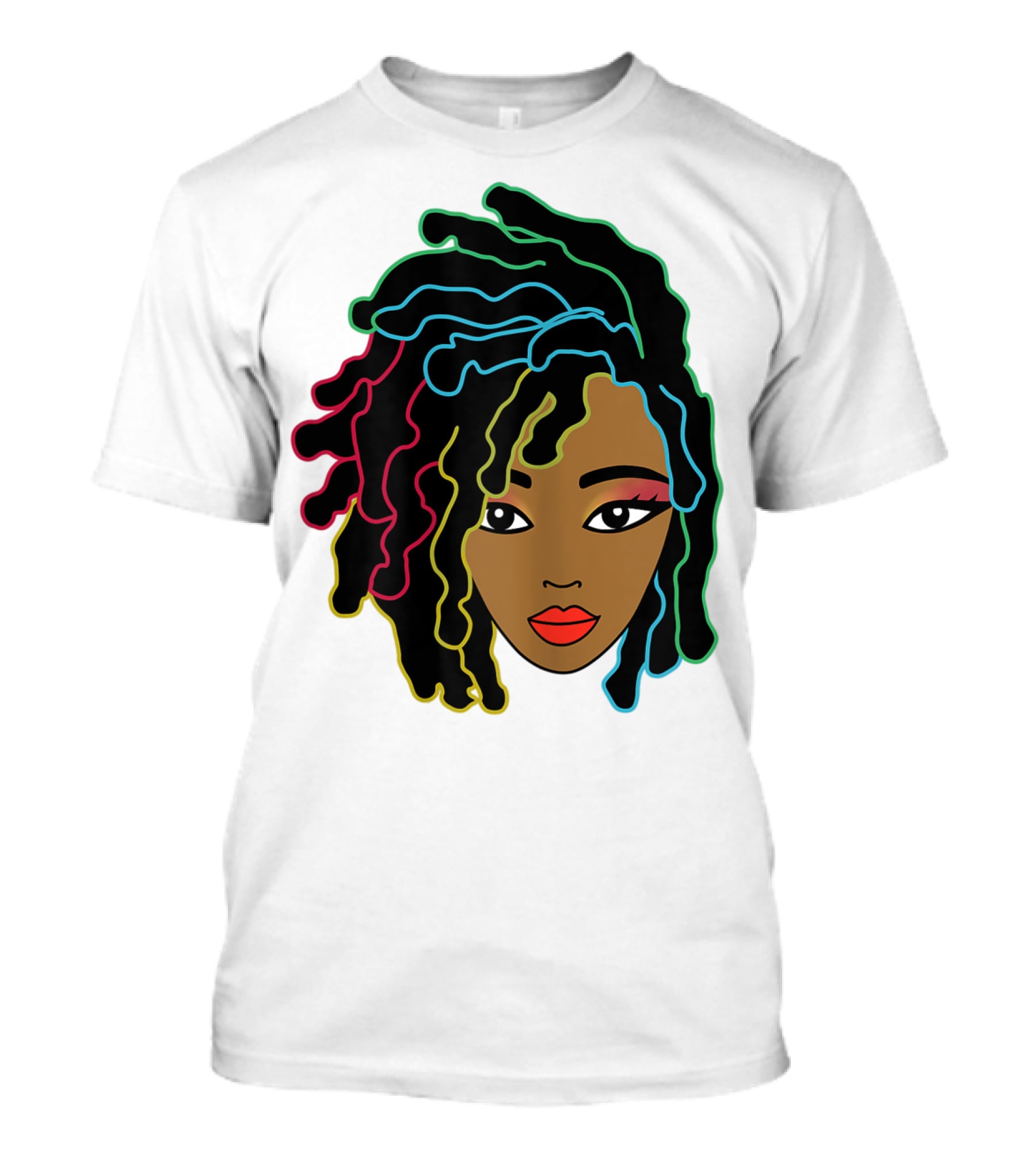 Black Girl With Colorful Locs Hair Pride T-Shirt