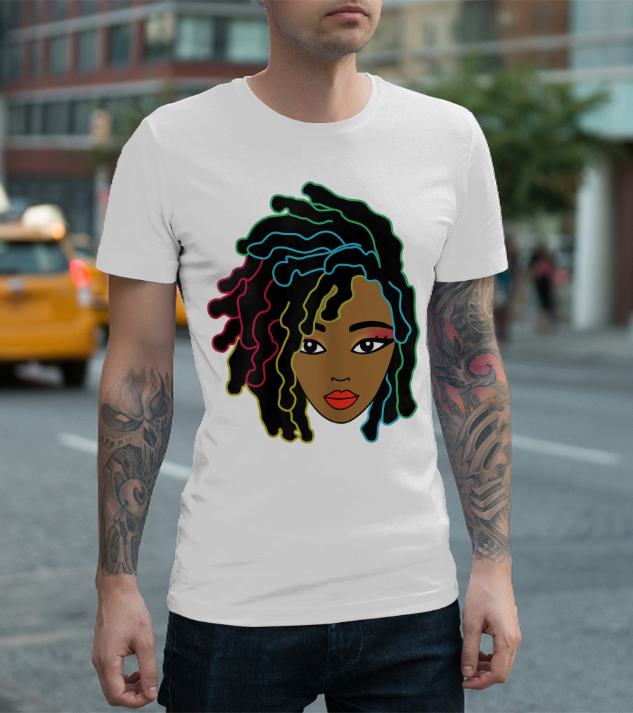 Black Girl With Colorful Locs Hair Pride T-Shirt