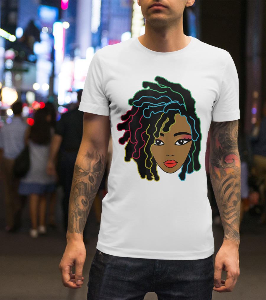 Black Girl With Colorful Locs Hair Pride T-Shirt