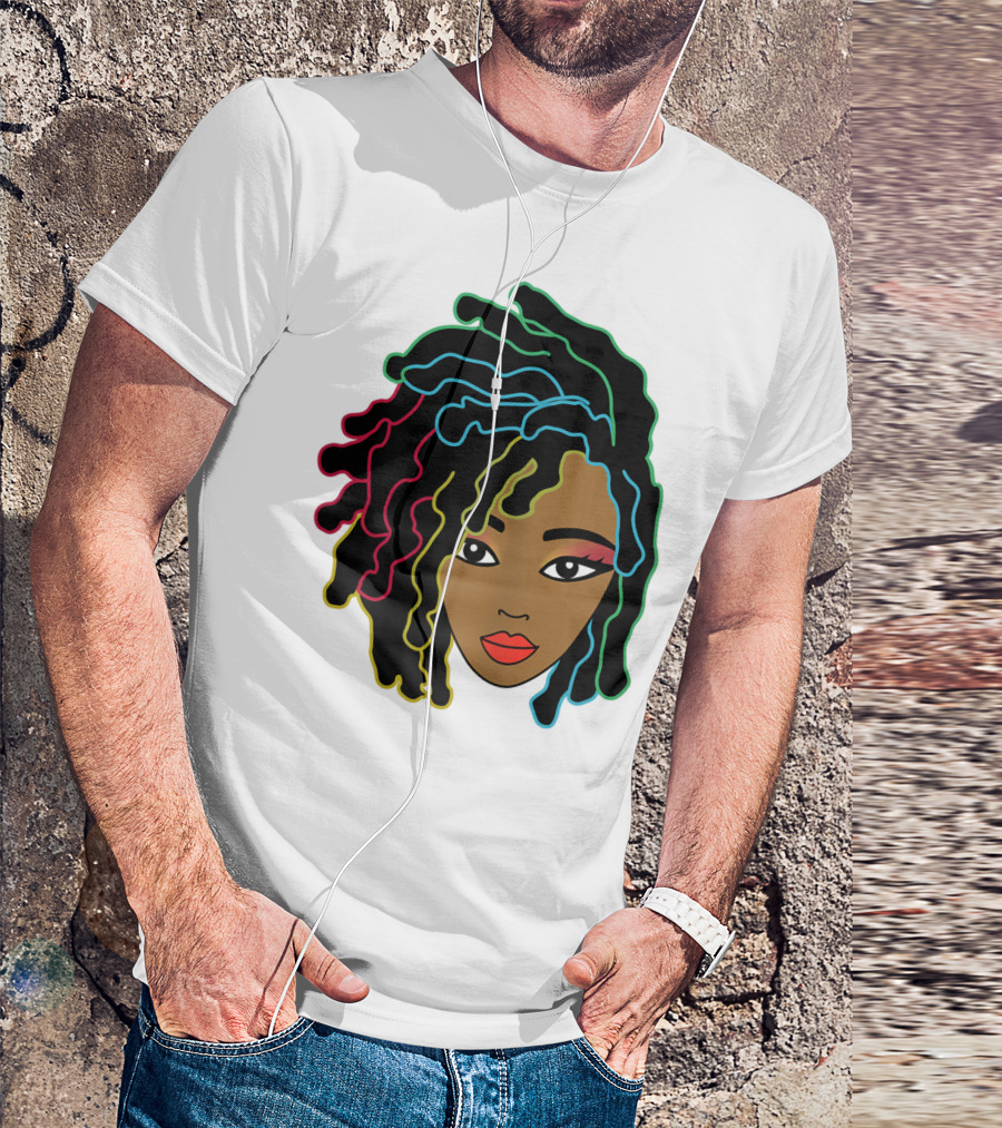 Black Girl With Colorful Locs Hair Pride T-Shirt