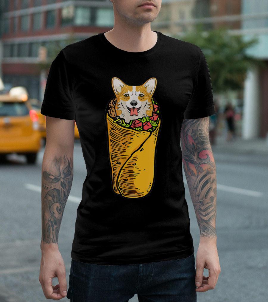 Cinco De Mayo Corgi In Burrito Mexican Food T-Shirt