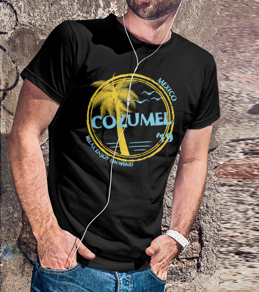 Cozumel Mexico Relax Enjoy Unwind Palm Tree 79 Spring Brea Souvenir T-Shirt