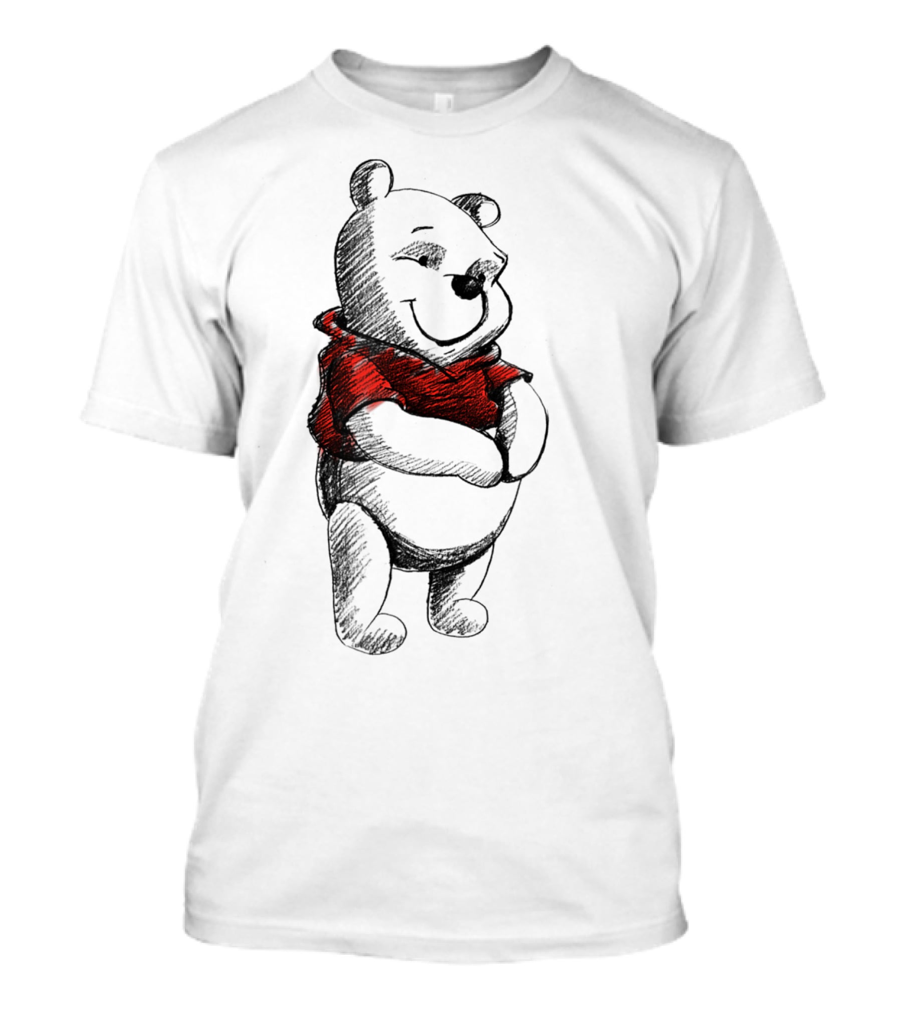 Disney Sketch Of Winnie The Pooh In Red T-Shirt