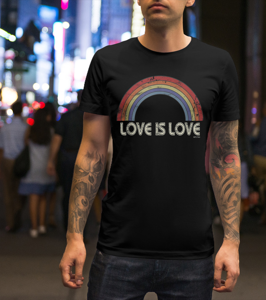Love Is Love Distressed Rainbow T-Shirt
