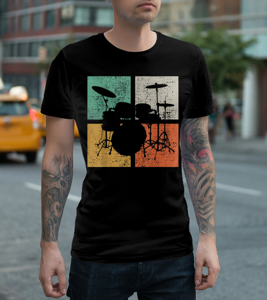 Drummer Drumline Drumset Retro Drum Kit T-Shirt