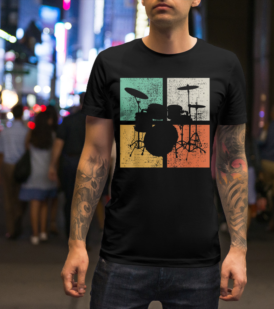 Drummer Drumline Drumset Retro Drum Kit T-Shirt