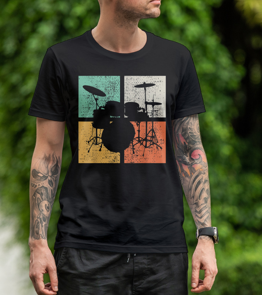 Drummer Drumline Drumset Retro Drum Kit T-Shirt