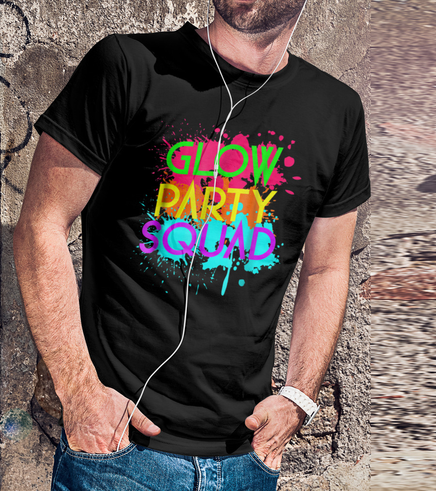 Glow Party Squad Neon Effect Splash Colors T-Shirt