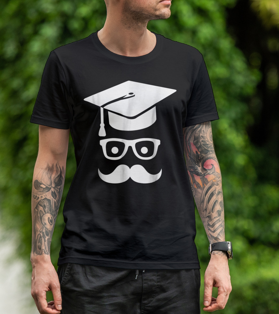 Graduation Smiley Mustache With Glasses And Cap T-Shirt