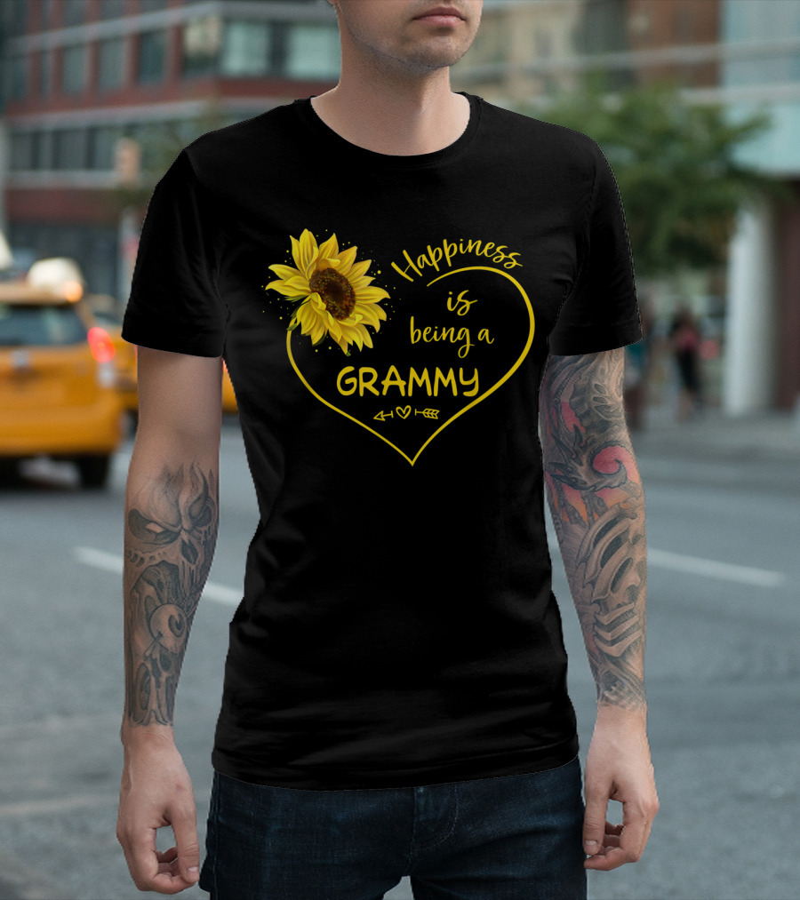 Happiness Is Being a Grammy Sunflower Heart With Arrow T-Shirt