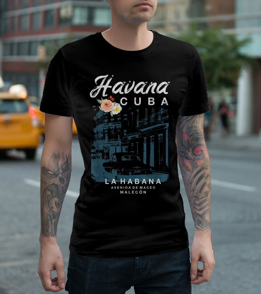 Havana Cuba La Habana Avenida De Maceo Malecón Vintage Travel T-Shirt