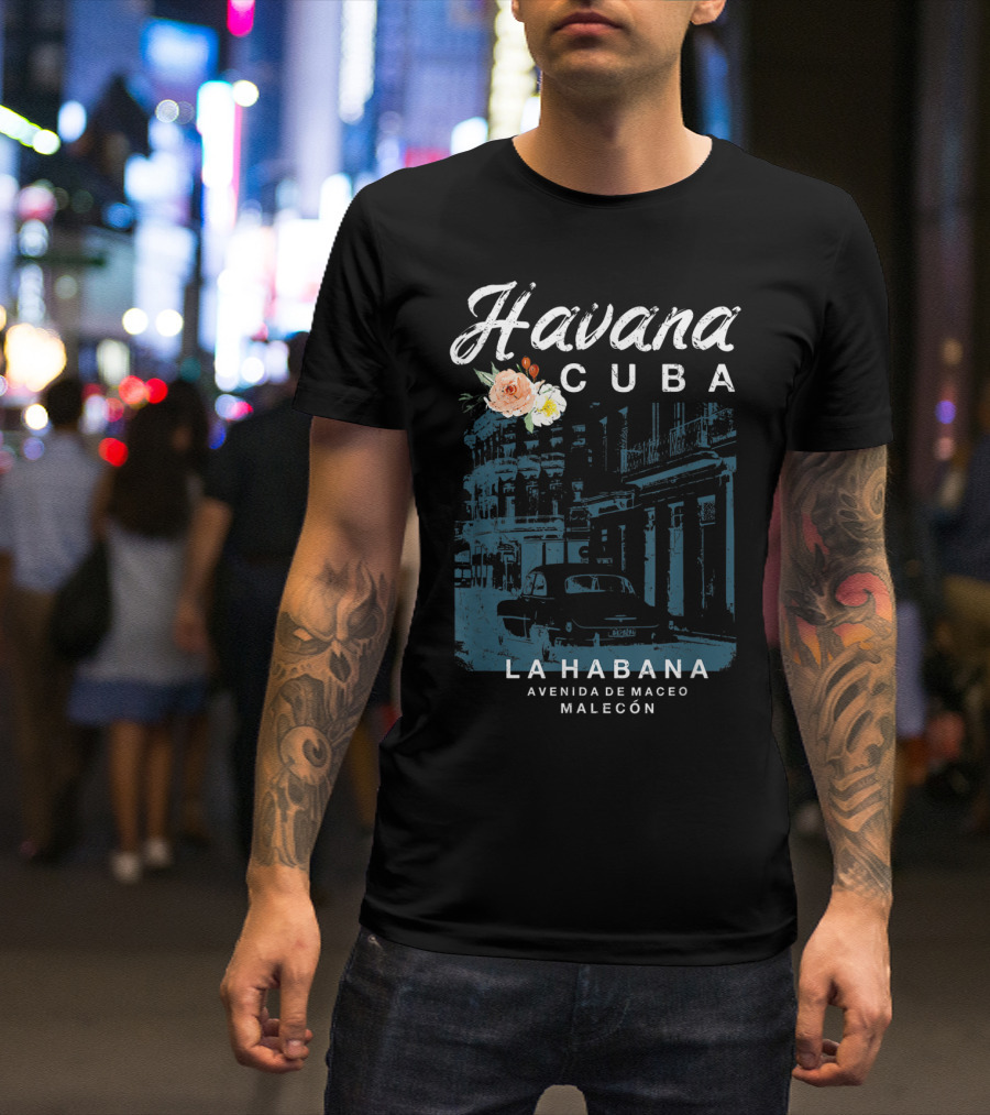 Havana Cuba La Habana Avenida De Maceo Malecón Vintage Travel T-Shirt