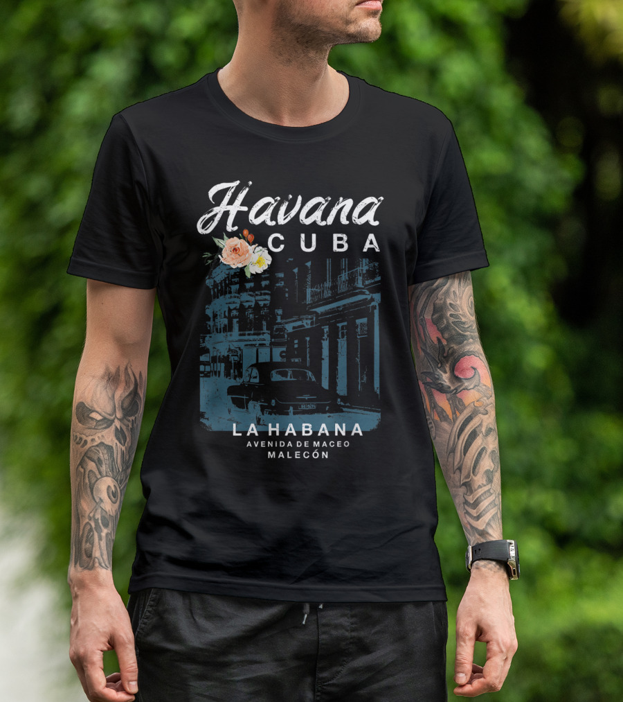 Havana Cuba La Habana Avenida De Maceo Malecón Vintage Travel T-Shirt