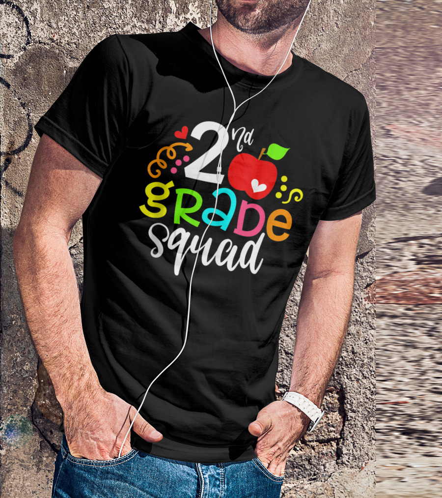 2nd Grade Squad Apple Graphic Second Grade Team T-Shirt